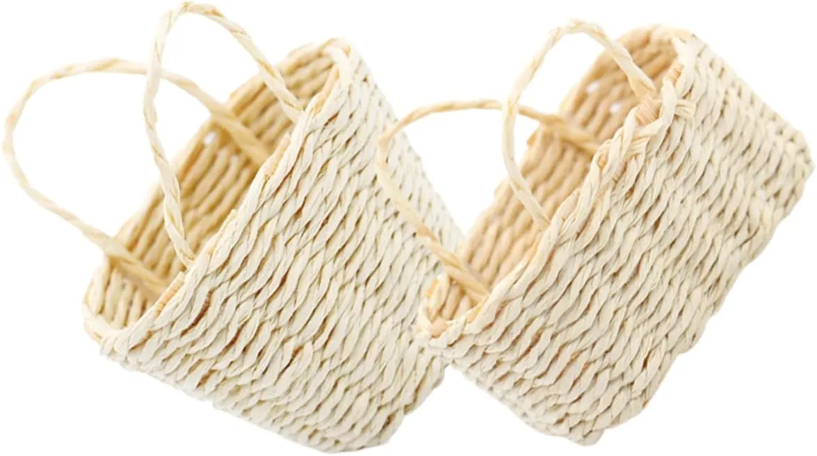 Garneck 4sets 2pcs Mini Woven Basket Decorative Basket Model for Dollhouse and Micro Landscape Decor Compact Supply Sturdy Design for Props 2pcs*4