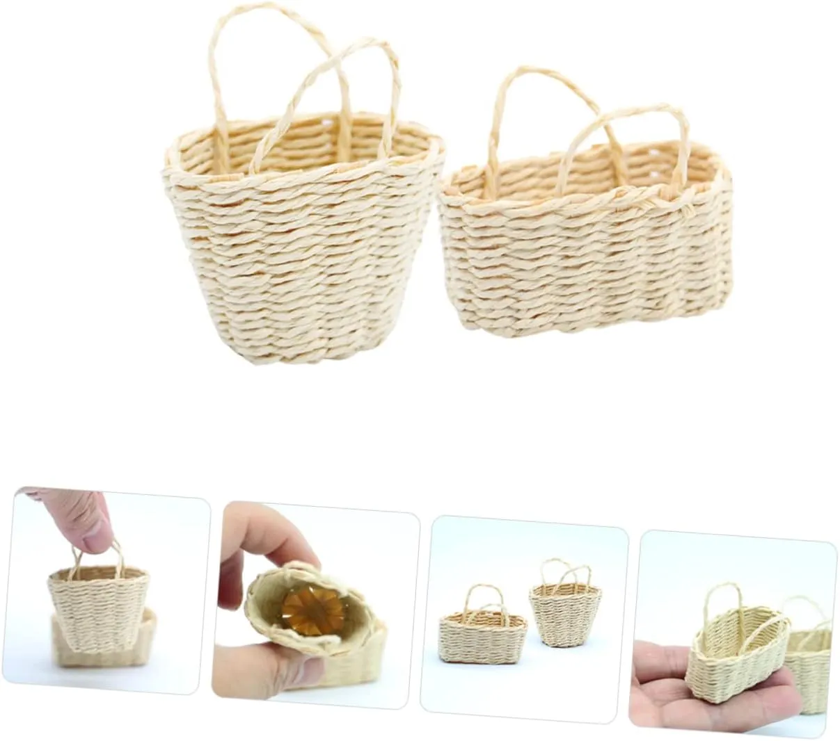 Garneck 4sets 2pcs Mini Woven Basket Decorative Basket Model for Dollhouse and Micro Landscape Decor Compact Supply Sturdy Design for Props 2pcs*4