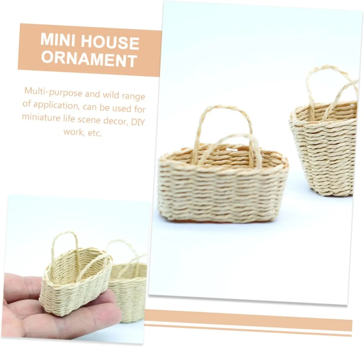 Garneck 4sets 2pcs Mini Woven Basket Decorative Basket Model for Dollhouse and Micro Landscape Decor Compact Supply Sturdy Design for Props 2pcs*4