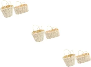 Garneck 4sets 2pcs Mini Woven Basket Decorative Basket Model for Dollhouse and Micro Landscape Decor Compact Supply Sturdy Design for Props 2pcs*4