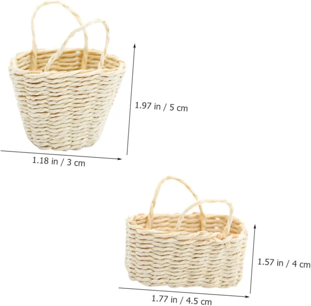 Garneck 4sets 2pcs Mini Woven Basket Decorative Basket Model for Dollhouse and Micro Landscape Decor Compact Supply Sturdy Design for Props 2pcs*4