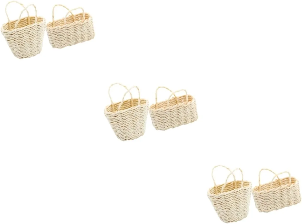 Garneck 4sets 2pcs Mini Woven Basket Decorative Basket Model for Dollhouse and Micro Landscape Decor Compact Supply Sturdy Design for Props 2pcs*4