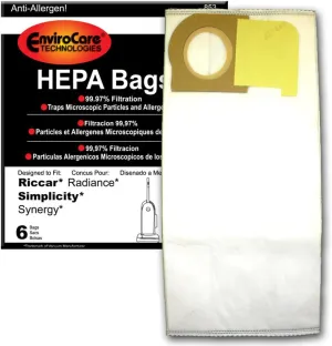 Generic Replacement Upright Bags Type X, Compatible with Riccar, SImplicity Synergy, Radiance Upright, 6 pack