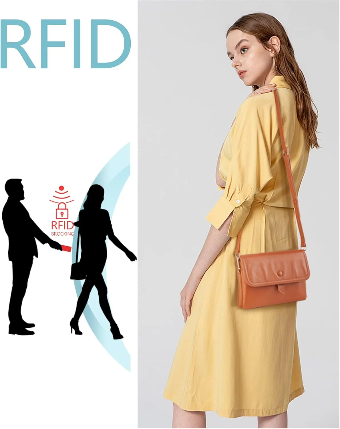 Genuine Leather Crossbody Bags for Women RFID Block Small Soft Real Handbags Purse Anti Theft for Phone Travel