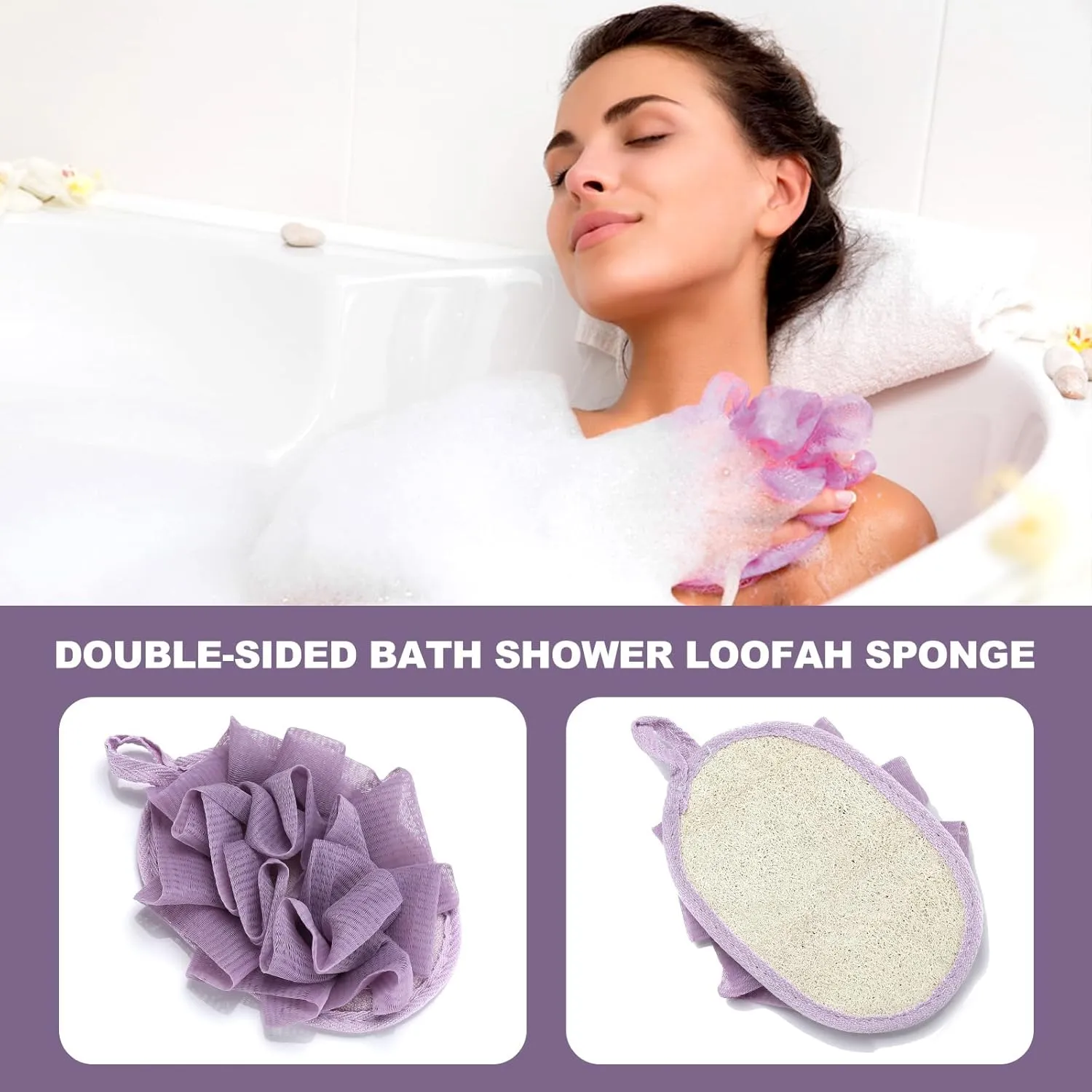 Gift Basket for Women, Unique Relaxing Spa Birthday Gift Box, Purple Ceramic Mug, Lavender Scented Candle, Bath Bombs, Salt, Loofah Sponge