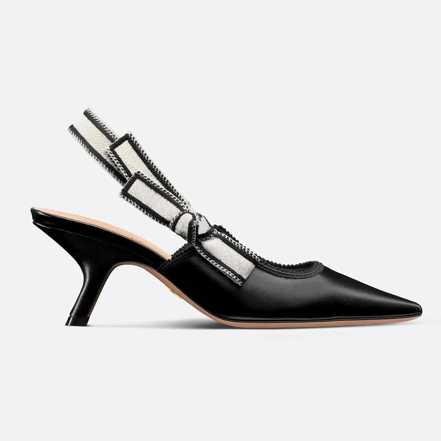 Goolita Pointed Closed Toe Embroidered Slingback Heels for Women, Bow Kitten Heels Mesh Pumps Backless Party Bridal Shoes for Wedding
