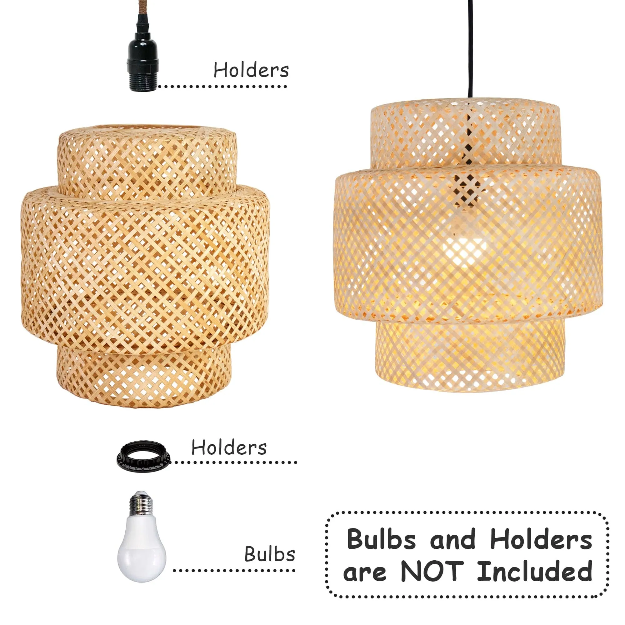 Gorgeous Wicker Pendant Light, Bamboo Chandelier Light Fixture, Natural Wicker Chandelier Bamboo Lamp Shade