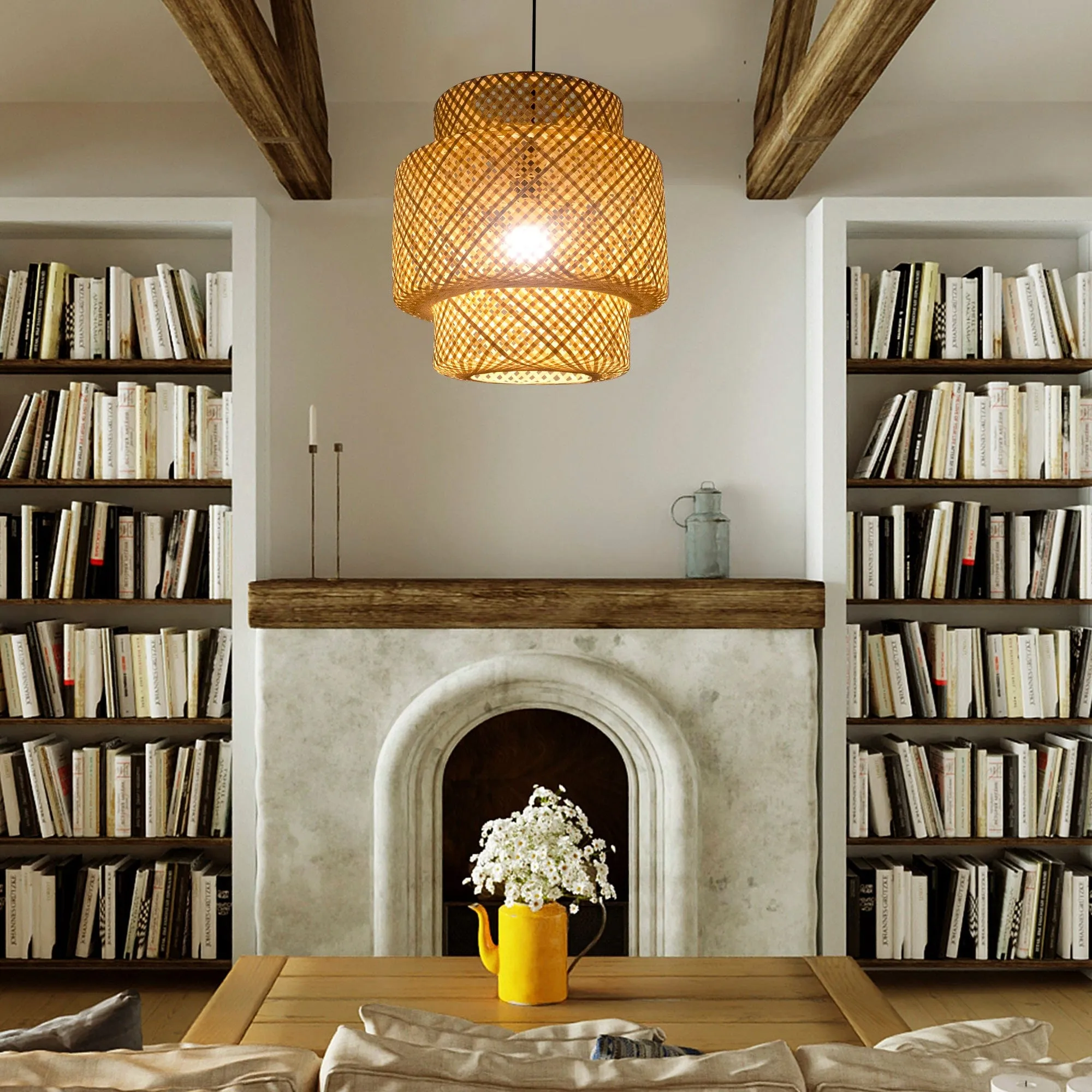 Gorgeous Wicker Pendant Light, Bamboo Chandelier Light Fixture, Natural Wicker Chandelier Bamboo Lamp Shade