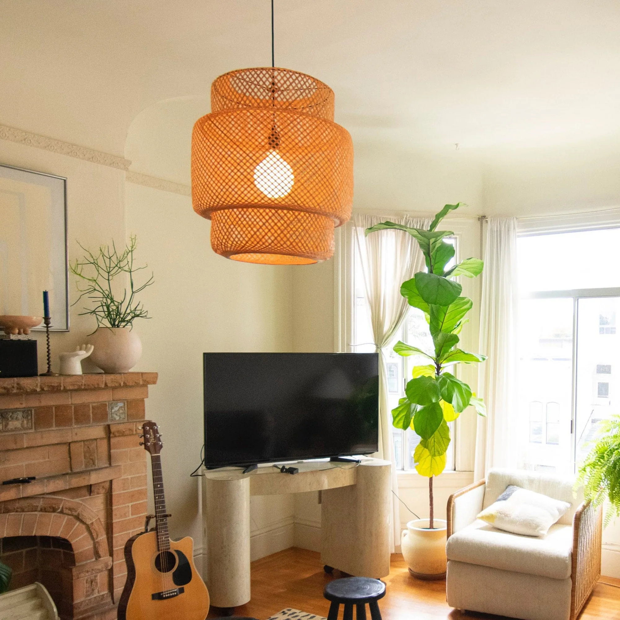 Gorgeous Wicker Pendant Light, Bamboo Chandelier Light Fixture, Natural Wicker Chandelier Bamboo Lamp Shade