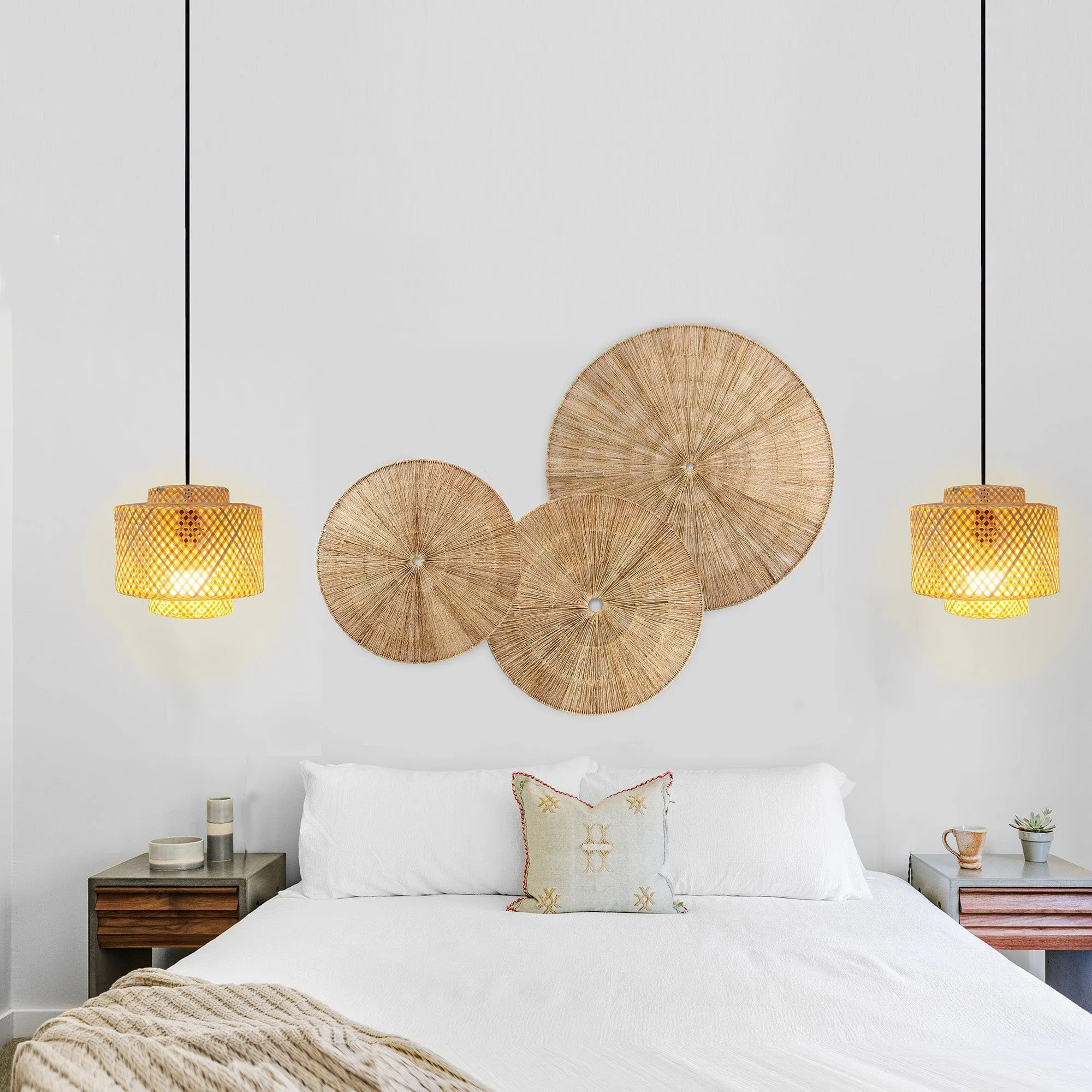 Gorgeous Wicker Pendant Light, Bamboo Chandelier Light Fixture, Natural Wicker Chandelier Bamboo Lamp Shade
