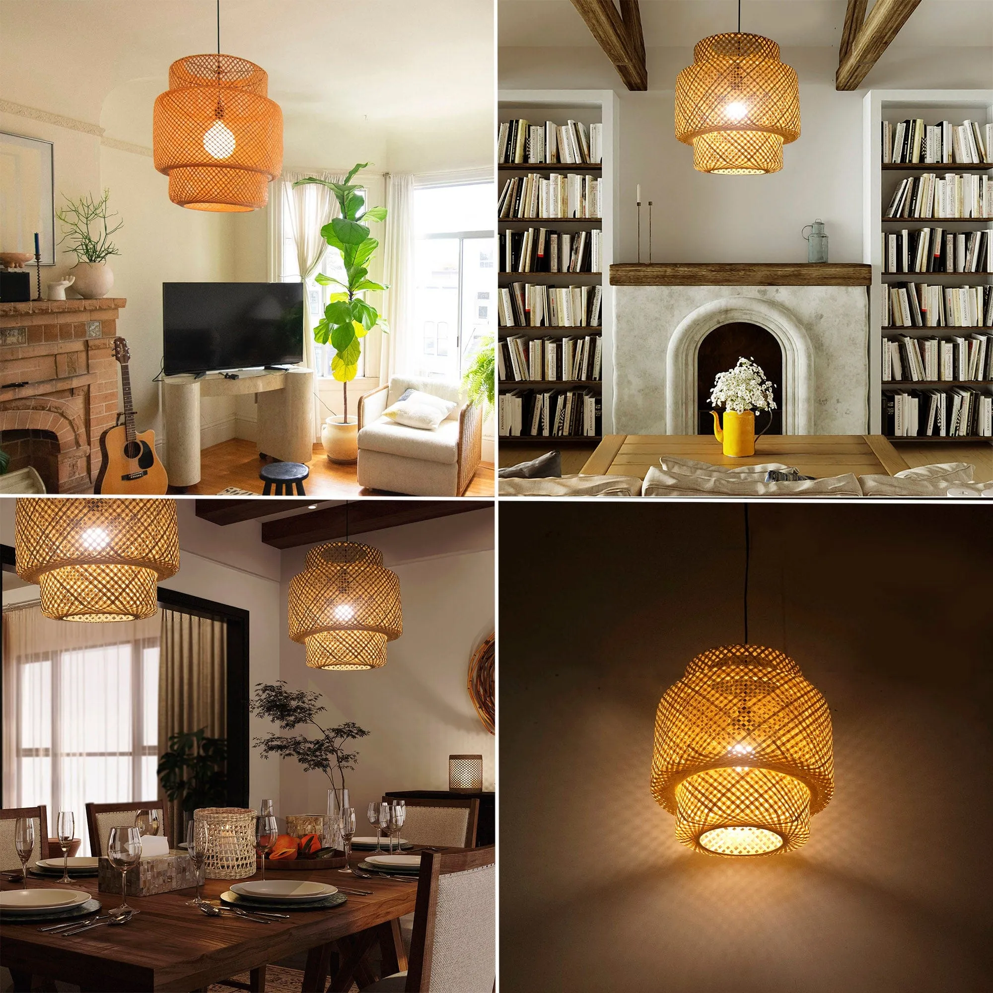 Gorgeous Wicker Pendant Light, Bamboo Chandelier Light Fixture, Natural Wicker Chandelier Bamboo Lamp Shade