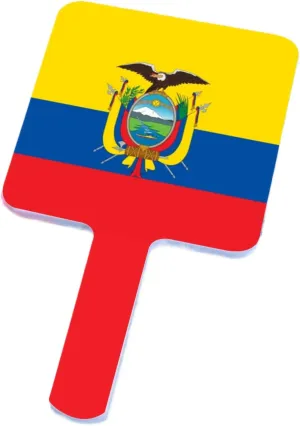 GOYMFKM Handheld Mirrors with Republic of Ecuador Flag National Emblem - Hand Held Makeup Mirror with Handle, Square Portable Travel Beauty Mirror White 9×16Cm