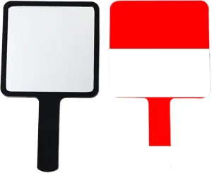 GOYMFKM Large Hand Mirror with Handle - Indonesia Flag Handheld Mirror for Barber Shops, Hairdressing, Home Self Hair Cutting and Make Up Application Black 12×22Cm