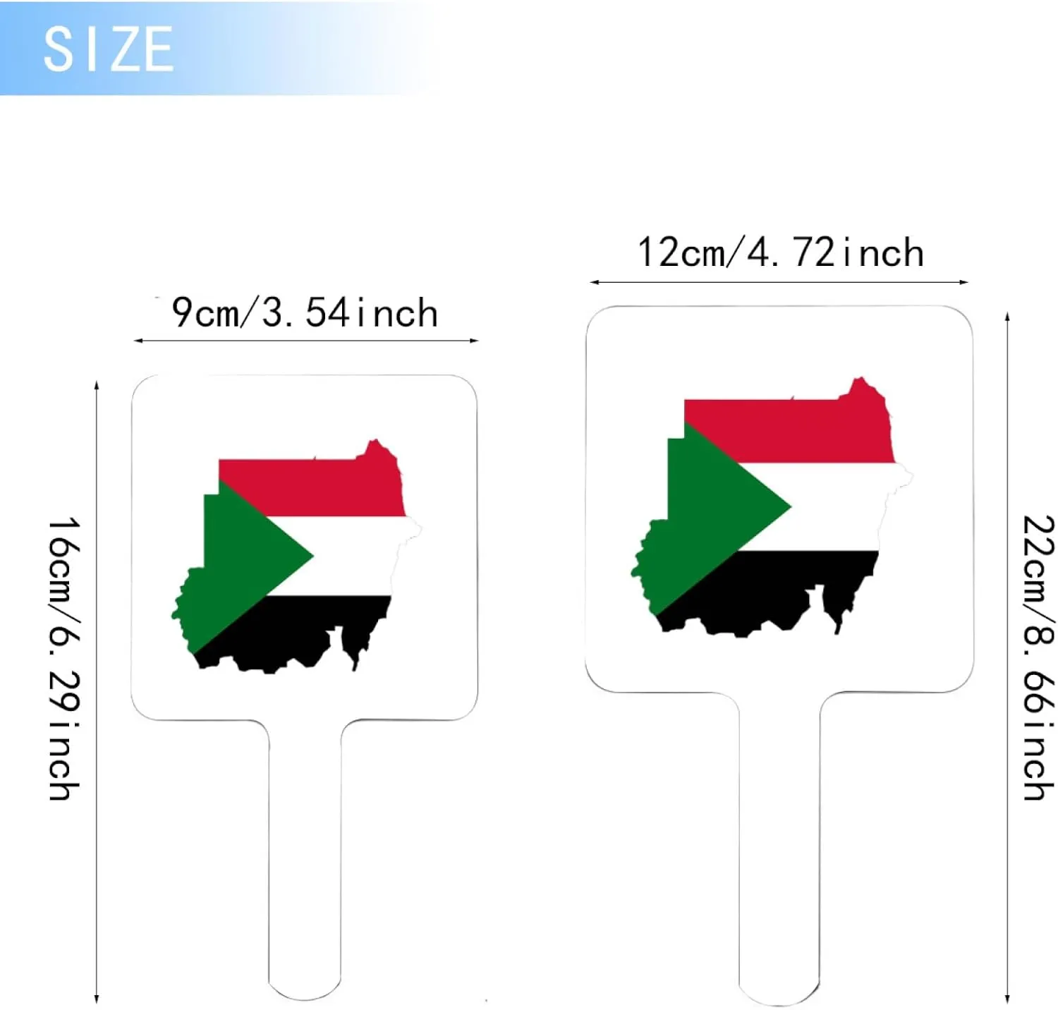 GOYMFKM Republic of Sudan Map National Flag Hand Mirror - Professional Beauty Makeup Mirror Travel Square Handheld with Handle for Women Girls Daily Makeup Black 9×16Cm