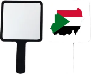 GOYMFKM Republic of Sudan Map National Flag Hand Mirror - Professional Beauty Makeup Mirror Travel Square Handheld with Handle for Women Girls Daily Makeup Black 9×16Cm
