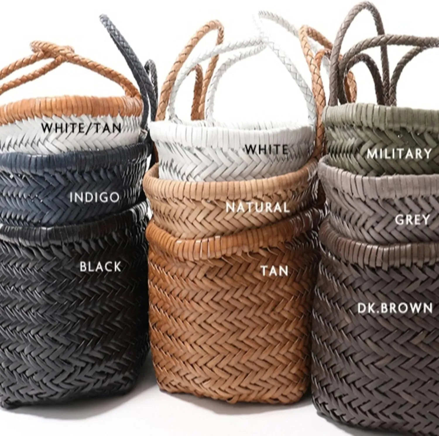 Grace Leather Tote Bag – Bamboo Style Handwoven Basket Look, Lightweight & Durable Shopping/Travel Carry Bag