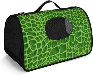 Green Crocodile Lizard Skin Funny Pet Bag Soft Bags with Shoulder Strap Small Cats Dogs Travel Handbag
