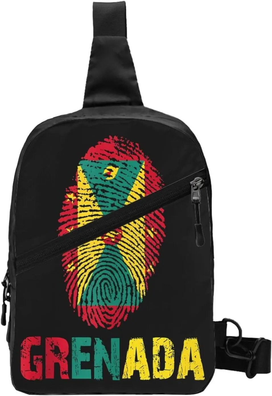 Grenada Finger Prints Flag Packable Crossbody Bag Portable Sling Bags Foldable Travel Daypack Reusable Sports Shoulder Backpack Diagonally Chest Bag for Workout