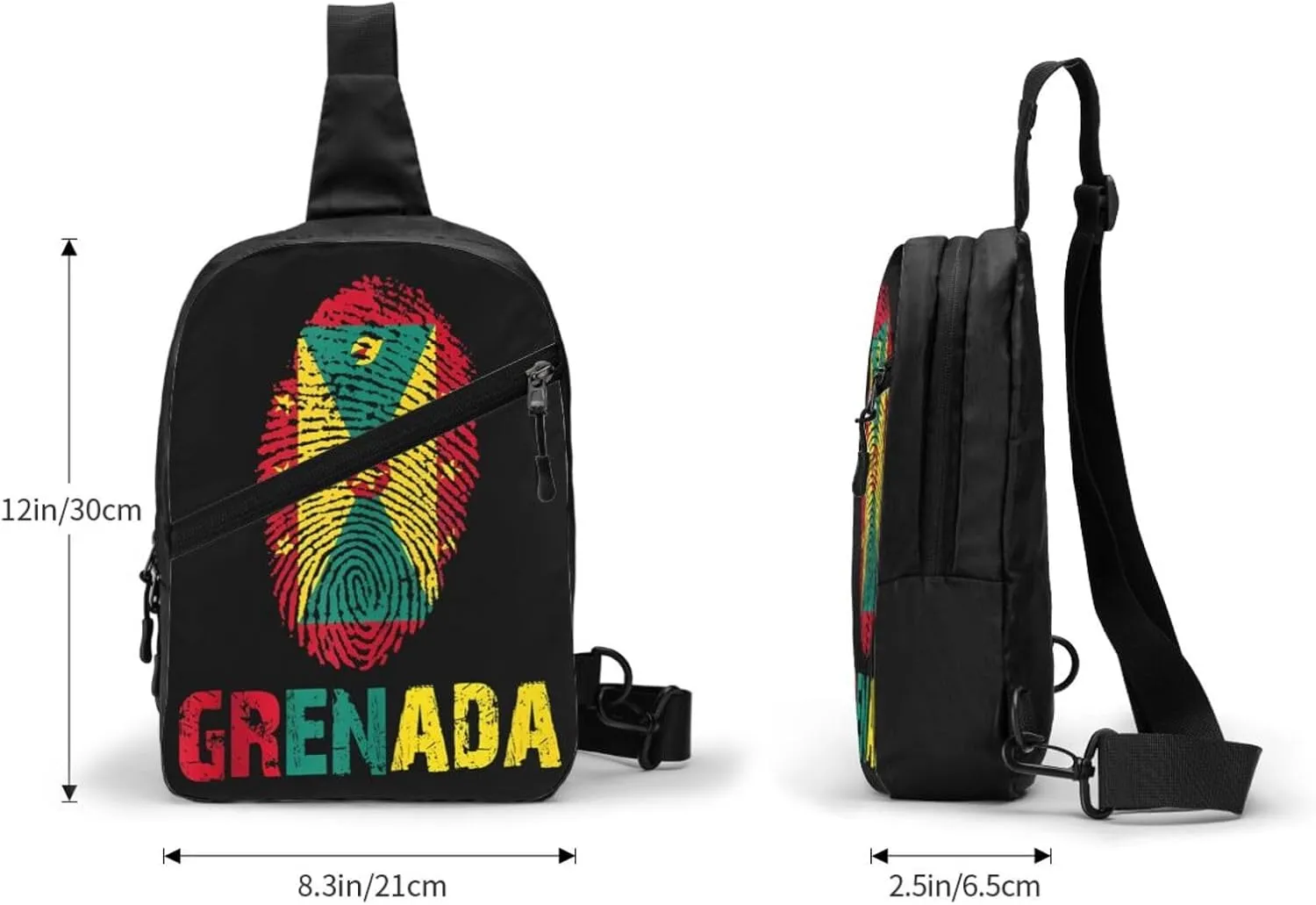 Grenada Finger Prints Flag Packable Crossbody Bag Portable Sling Bags Foldable Travel Daypack Reusable Sports Shoulder Backpack Diagonally Chest Bag for Workout