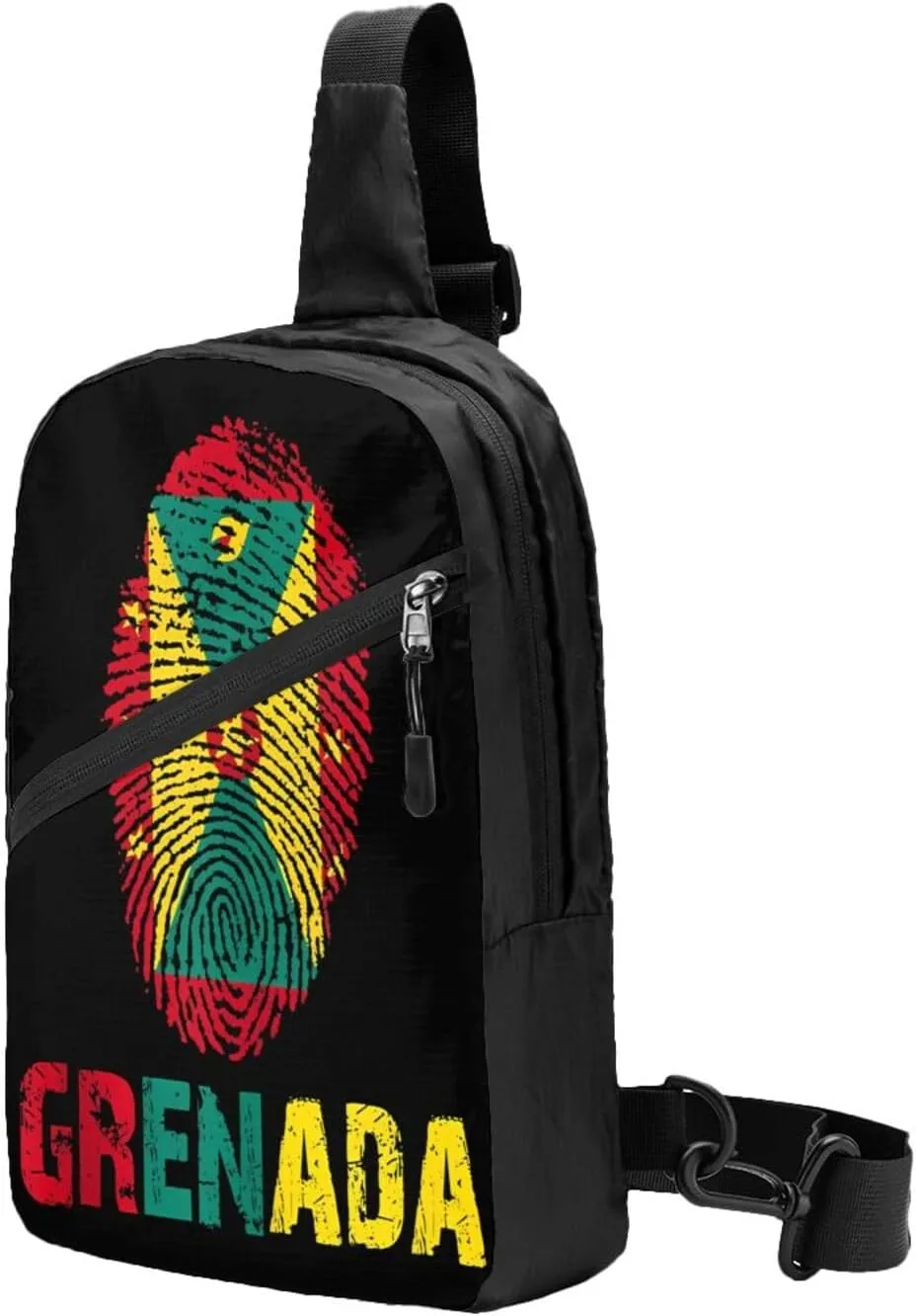 Grenada Finger Prints Flag Packable Crossbody Bag Portable Sling Bags Foldable Travel Daypack Reusable Sports Shoulder Backpack Diagonally Chest Bag for Workout