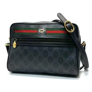Gucci GG Vintage Ophidia Sherry Line Crossbody Bag Leather Black Purse