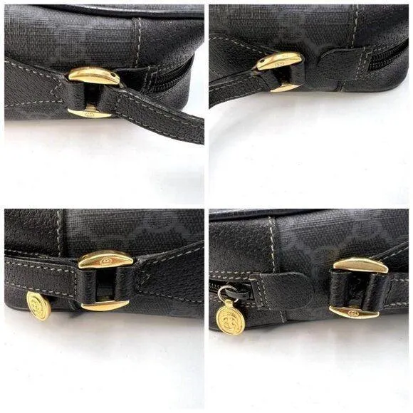 Gucci GG Vintage Ophidia Sherry Line Crossbody Bag Leather Black Purse
