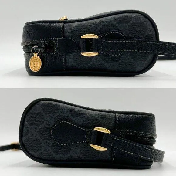 Gucci GG Vintage Ophidia Sherry Line Crossbody Bag Leather Black Purse