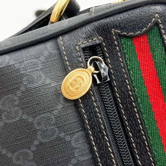 Gucci GG Vintage Ophidia Sherry Line Crossbody Bag Leather Black Purse