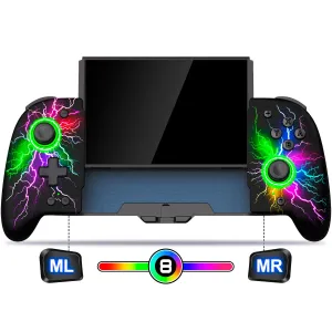 Hall Effect Joystick Switch-Controller for Nintendo Switch/OLED,One-Piece-Joypad Replacement for Wireless Switch Controller with 9 Color Lights - Lightning Pattern