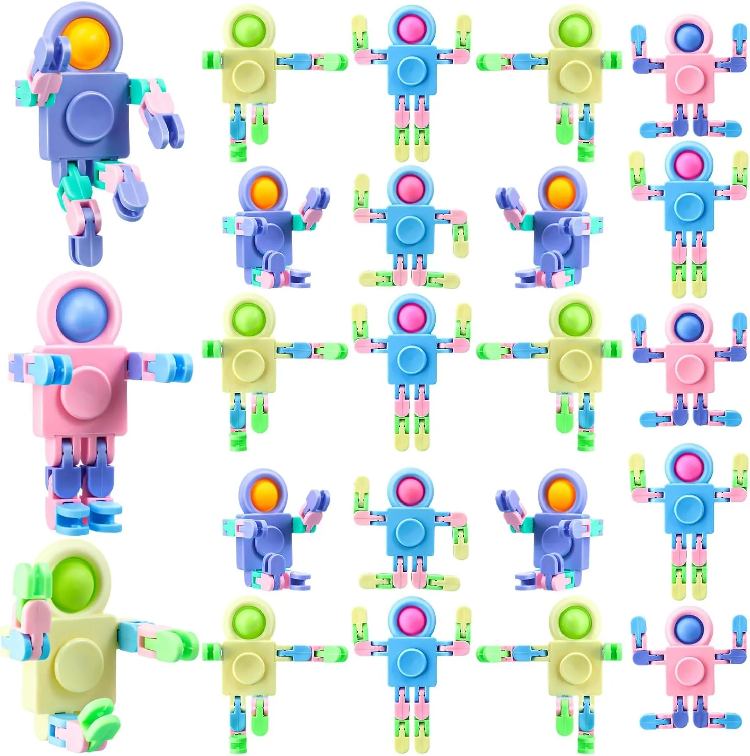 Hanaive 100 Robot Fidget Spinners Transformable Fingertip Gyro Chain Toy Deformable DIY Stress Relief Fidget Sensory Toys Adults Piñata Goodie Bag Birthday School Gift
