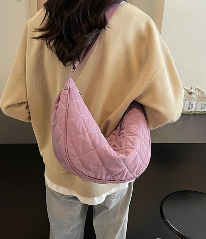 Hand Bags for Women 2024 Puffer Tote Bag Dumpling Bag Crescent Bag Nylon Crossbody Bags for Women Quilted Bag Commuter Tote