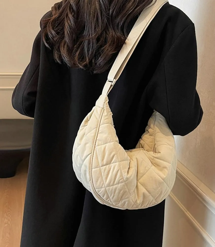 Hand Bags for Women 2024 Puffer Tote Bag Dumpling Bag Crescent Bag Nylon Crossbody Bags for Women Quilted Bag Commuter Tote