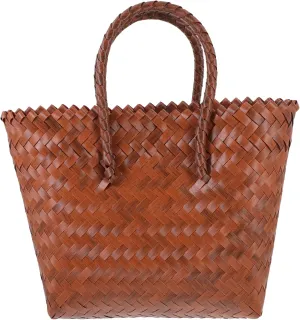 Hand-woven Straw Bag Large Women's Tote Picnic Basket Rustic Woven Beach Bag