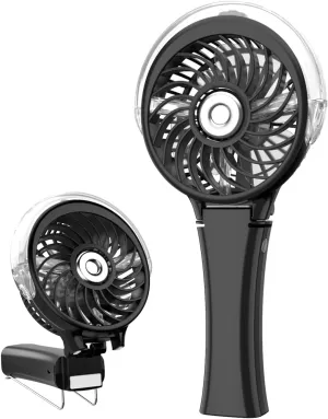 HandFan Upgraded Handheld Misting Fan, Portable Mister Fan, Rechargeable Personal Mist Fans, Battery Operated Spray Water Fans, Foldable Electric Mini Hand Fan for Travel Beach Outdoors(Black)