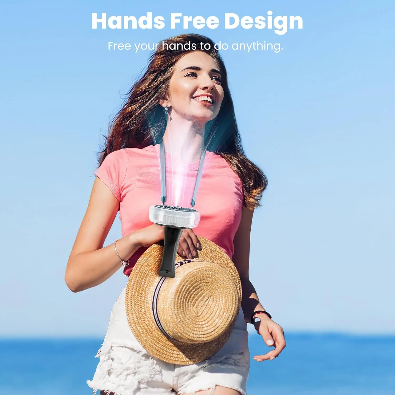 HandFan Upgraded Handheld Misting Fan, Portable Mister Fan, Rechargeable Personal Mist Fans, Battery Operated Spray Water Fans, Foldable Electric Mini Hand Fan for Travel Beach Outdoors(Black)