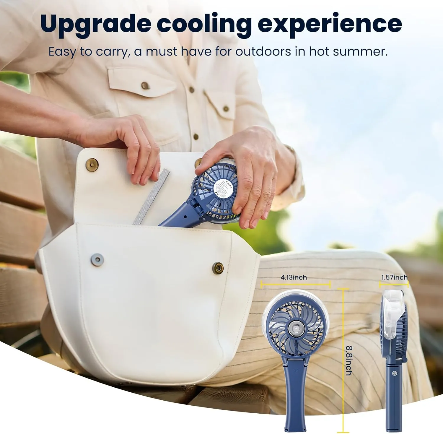 HandFan Upgraded Portable Handheld Misting Fan, Rechargeable Personal Mister Fan, Battery Operated Spray Water Mist Fans, Foldable Mini Cooling Hand Fans for Beach Travel Outdoors(Royal Blue)
