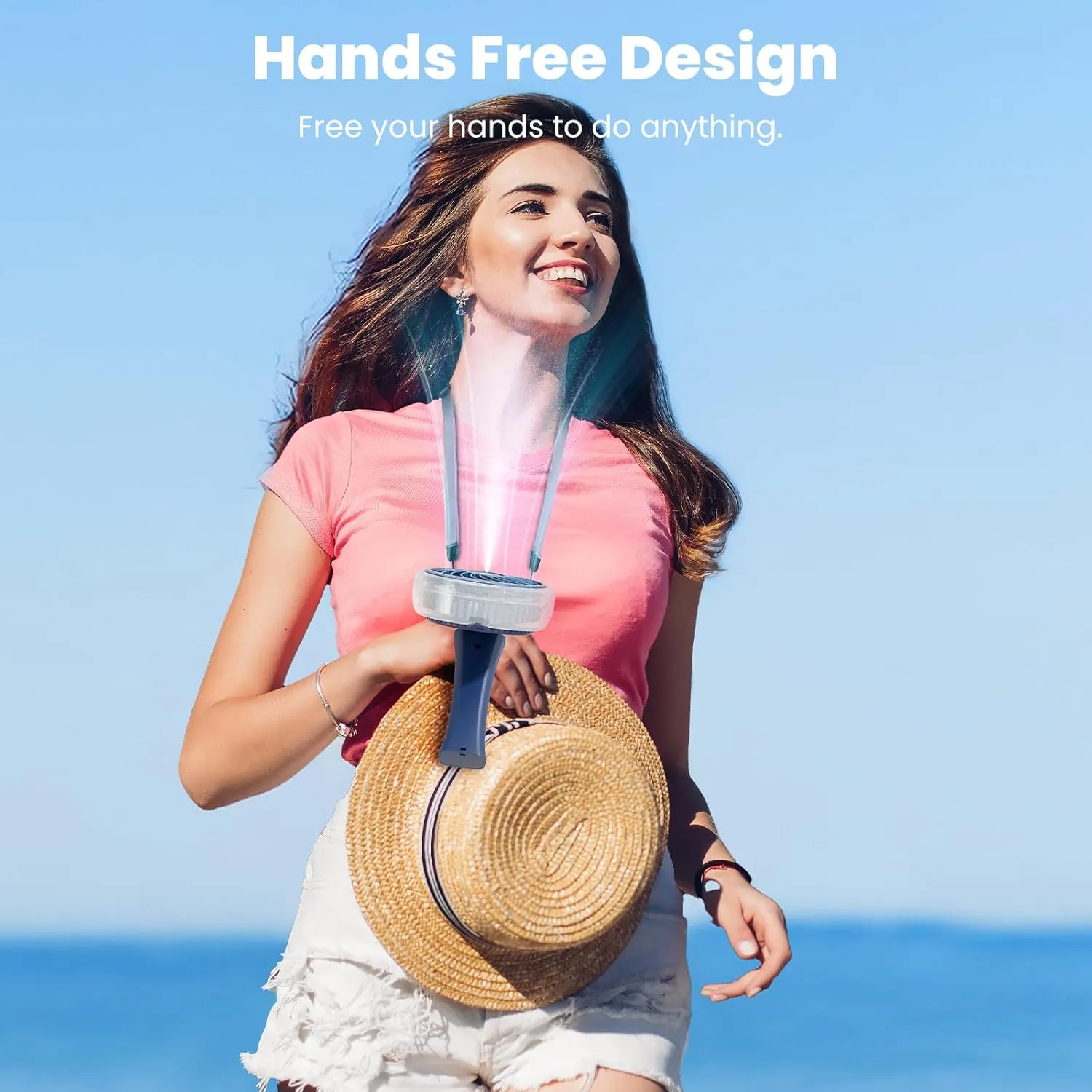 HandFan Upgraded Portable Handheld Misting Fan, Rechargeable Personal Mister Fan, Battery Operated Spray Water Mist Fans, Foldable Mini Cooling Hand Fans for Beach Travel Outdoors(Royal Blue)
