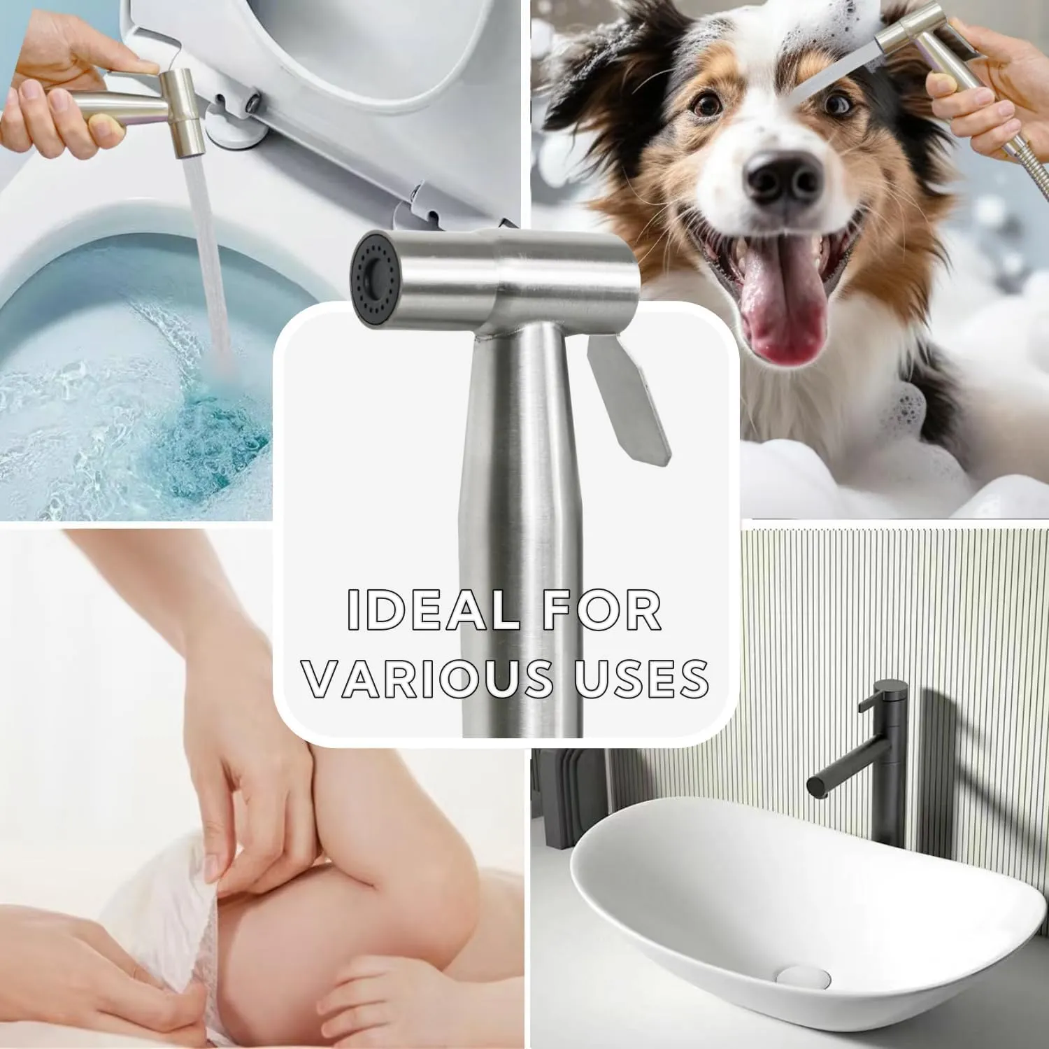 Handheld Bidet Sprayer for Toilet 2 PCS - Bidets for Existing Toilets Adjustable Water Pressure with Bidet Hose for Feminine Wash, Stainless Steel Muslim Shower Jet Spray for Toilet