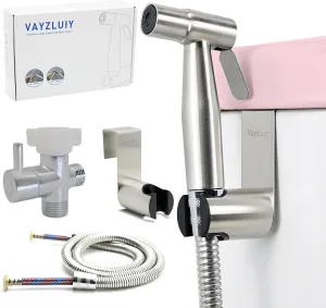 Handheld Bidet Sprayer for Toilet 2 PCS - Bidets for Existing Toilets Adjustable Water Pressure with Bidet Hose for Feminine Wash, Stainless Steel Muslim Shower Jet Spray for Toilet