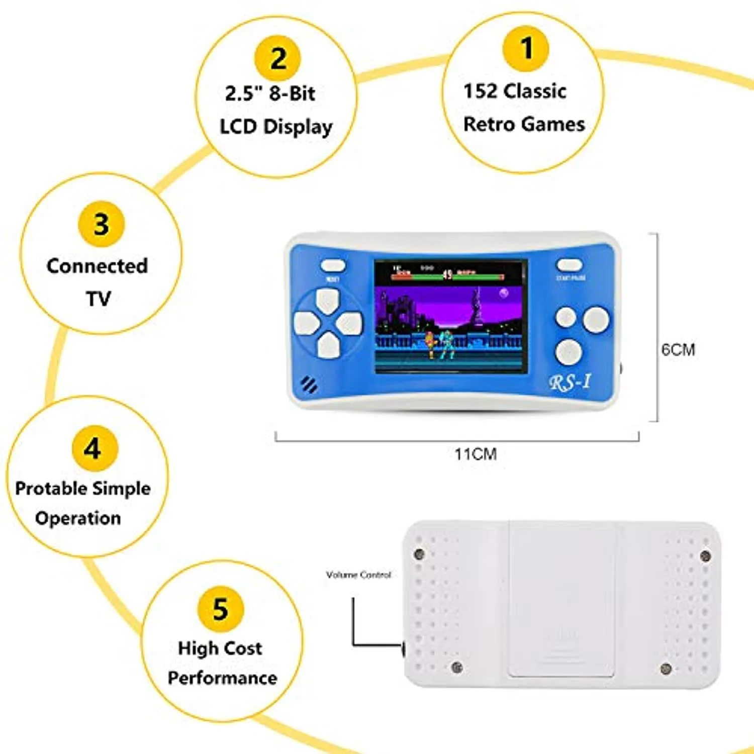 Handheld Game Console with HD 2.5 inches Screen, Built-in 152 Games