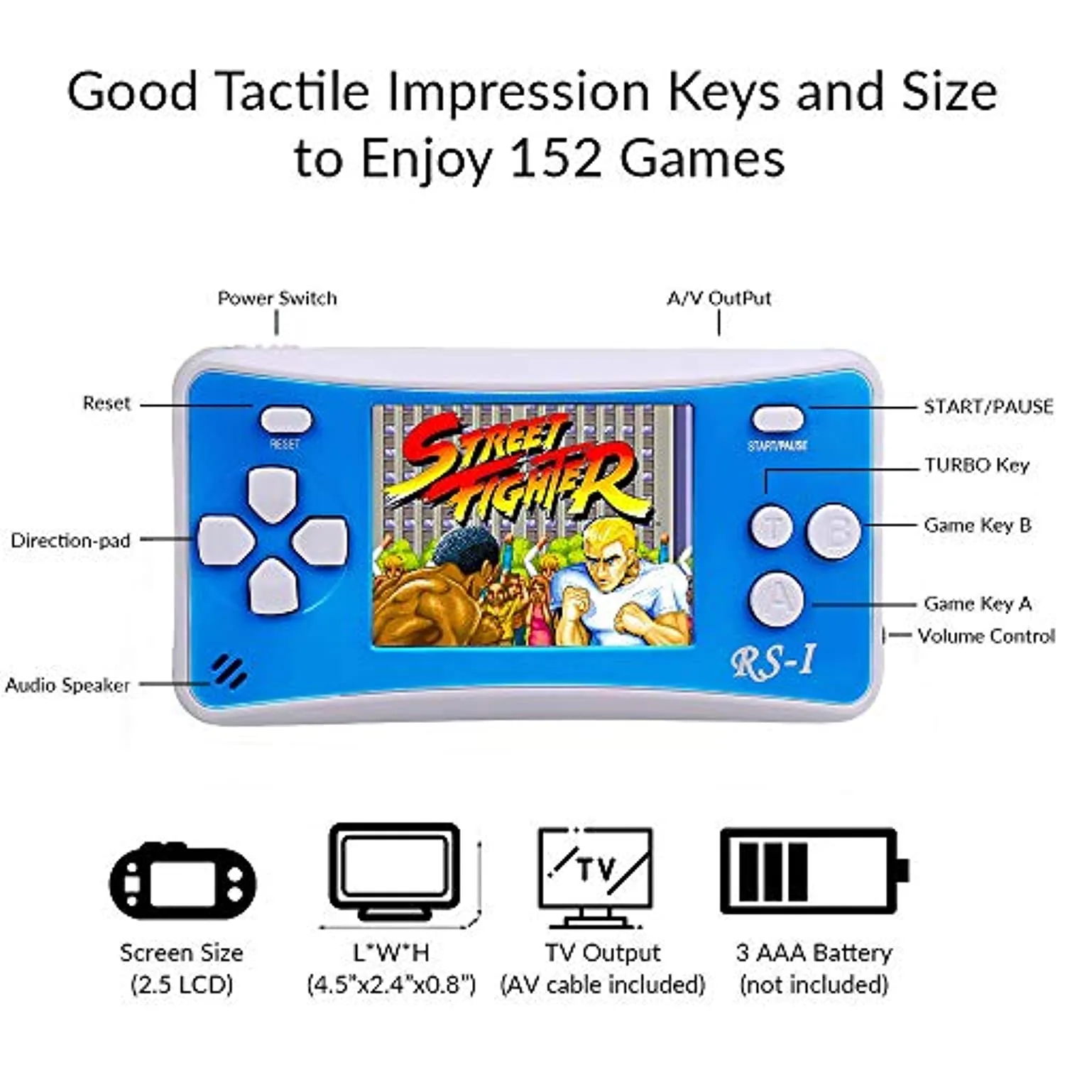Handheld Game Console with HD 2.5 inches Screen, Built-in 152 Games