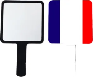 Handheld Makeup Mirrors with France Flag - Hand Held Mirror with Handle for Makeup, Portable Travel Beauty Mirror for Men Women(Square) Black 12×22Cm
