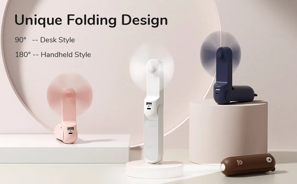 Handheld Mini Fan,3n1 USB Rechargeable Portable Fan- 12-19hrs Working w/ Power Bank
