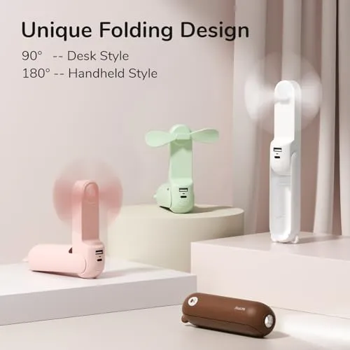 Handheld Mini Fan,3n1 USB Rechargeable Portable Fan- 12-19hrs Working w/ Power Bank