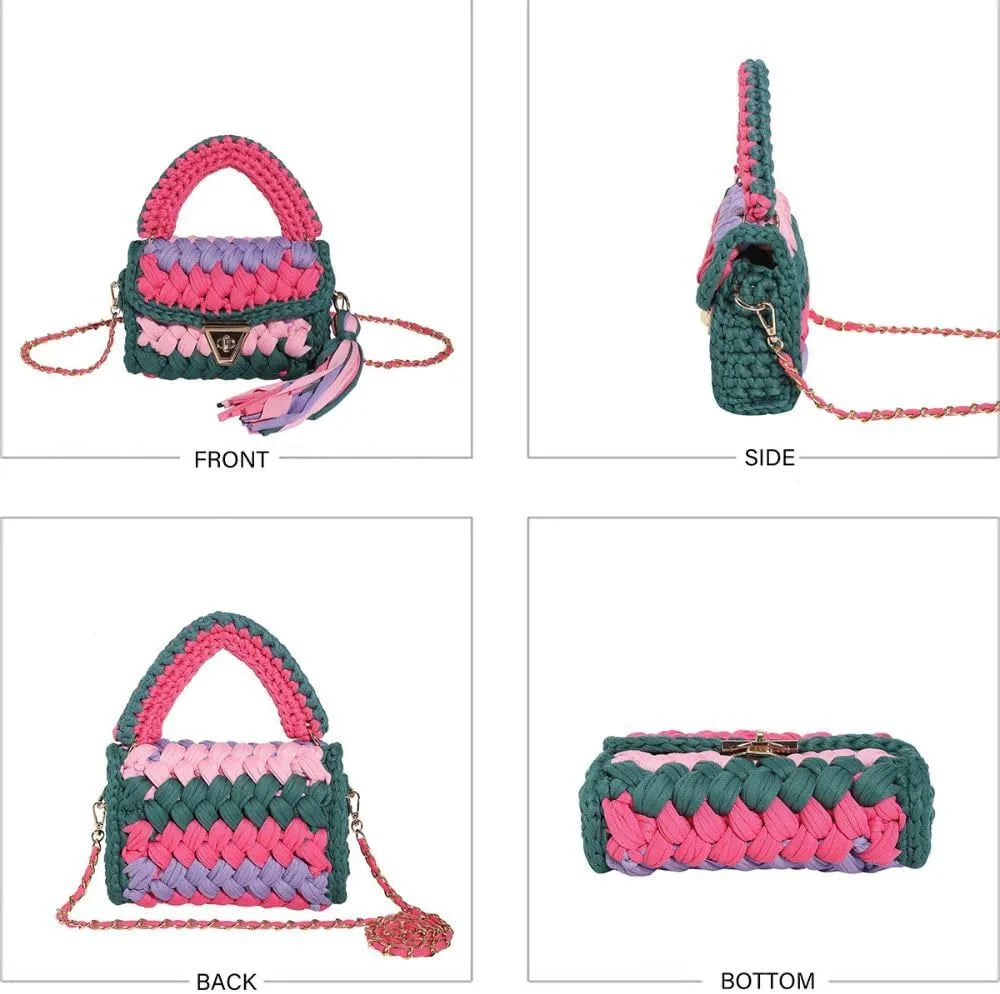 Handmade Crochet Wedding Party Purse Crossbody Bags for Women Shoulder Bag Clutch Flap Evening Bag