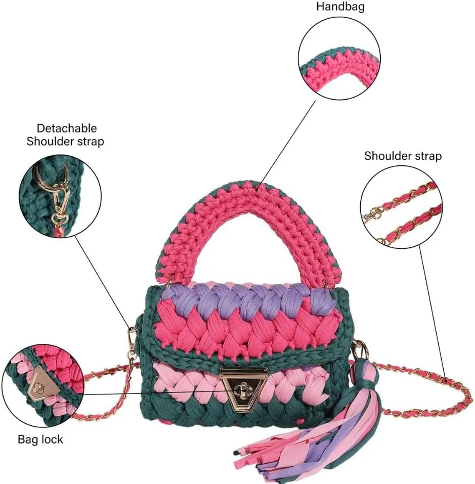 Handmade Crochet Wedding Party Purse Crossbody Bags for Women Shoulder Bag Clutch Flap Evening Bag