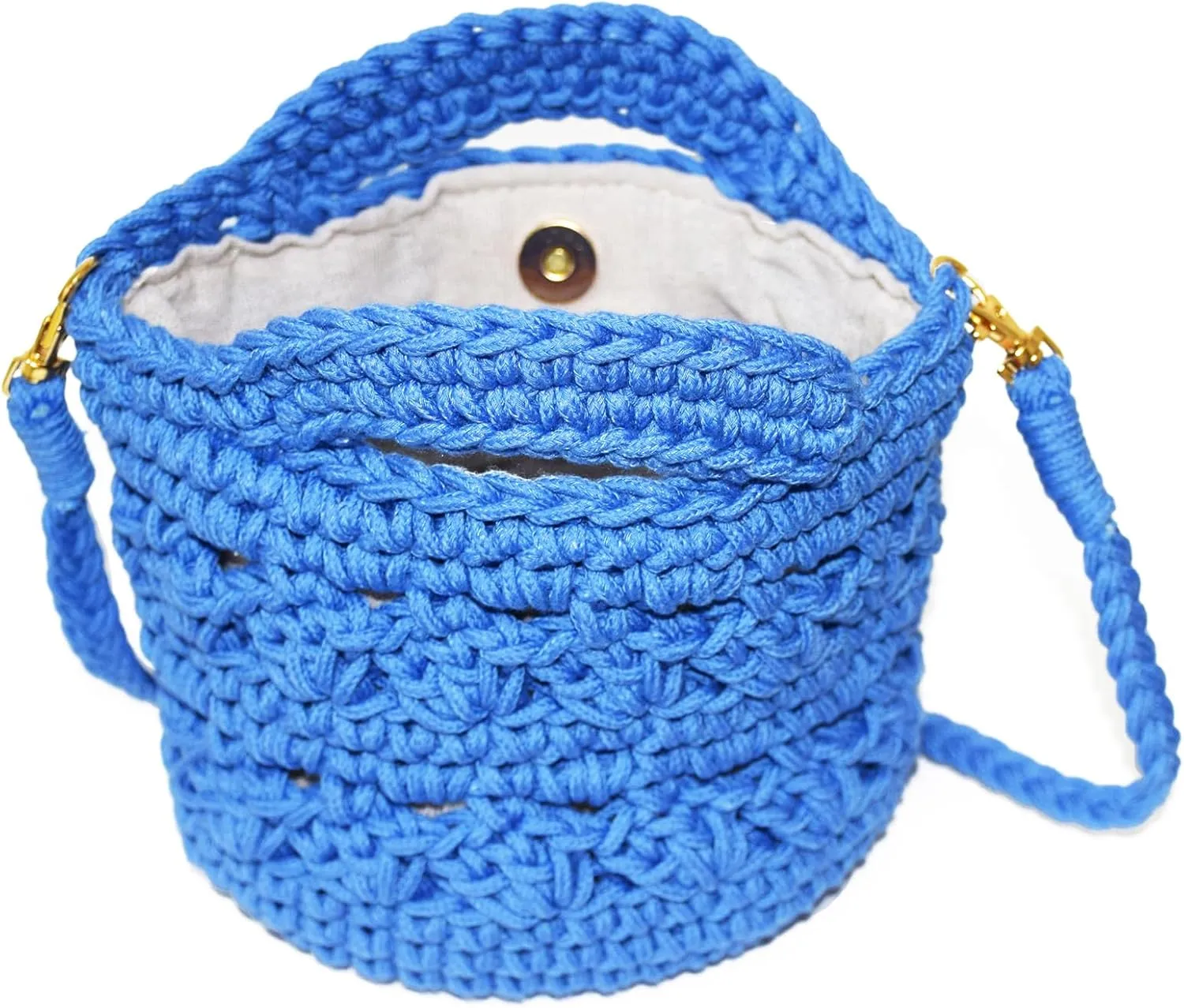Handwoven Crossbody Handbag Summer Beach Bucket bag Cotton Crochet Shoulder Bag Basket Purse for Women