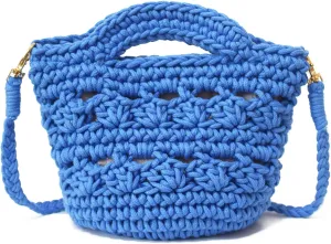 Handwoven Crossbody Handbag Summer Beach Bucket bag Cotton Crochet Shoulder Bag Basket Purse for Women