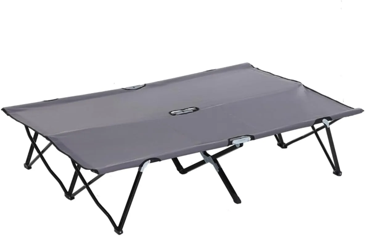 Heavy Duty Folding Camping Cot - 300 lbs Capacity, Portable Compact Cot with Carry Bag, 15" Elevated for Outdoor, Camping, Hiking - Gray
