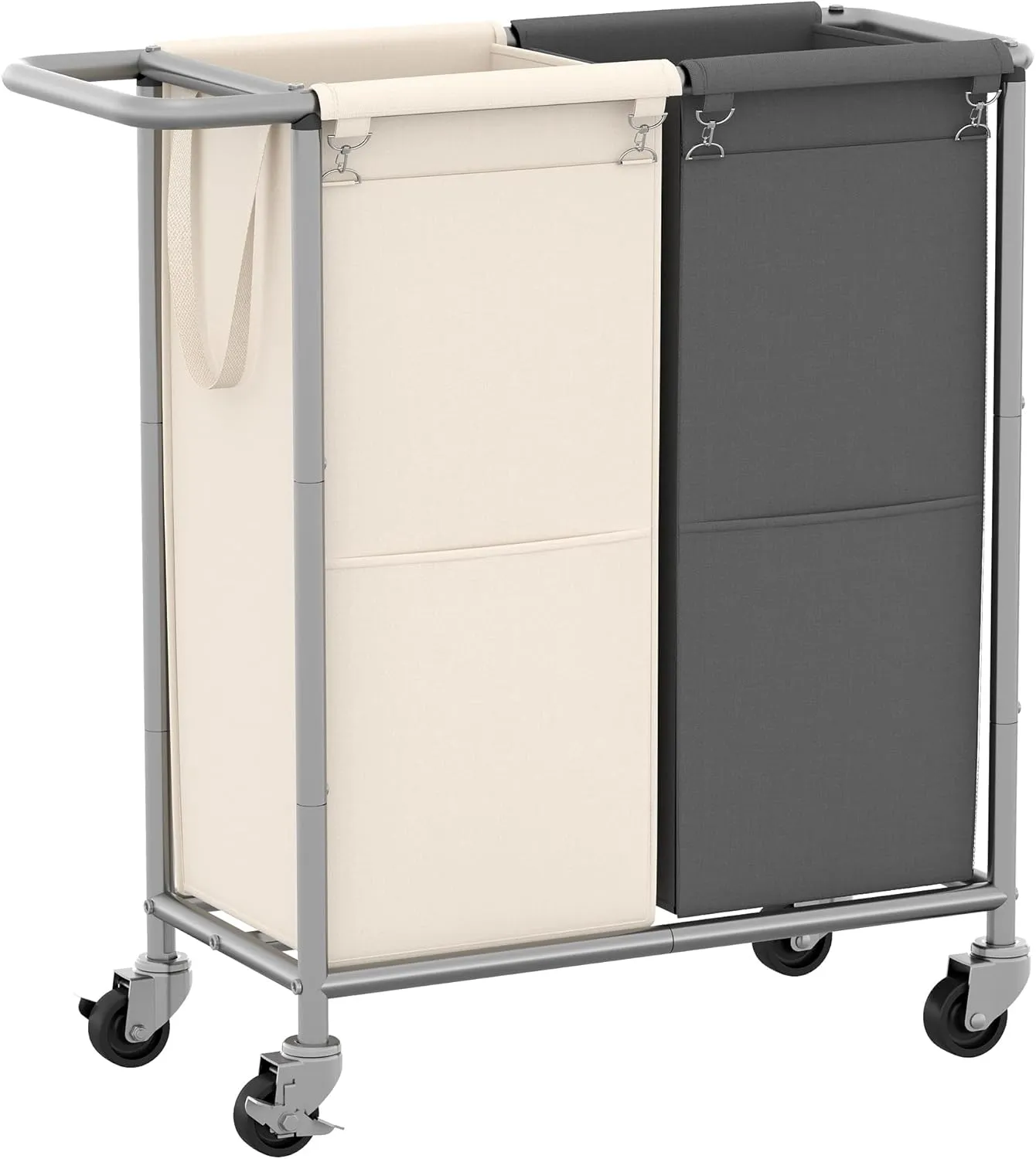 Heybly Laundry Basket,2 x 18.5 Gal Laundry Separator Hamper with Heavy Duty Rolling Wheels, Divider Sorter with Removable Bags, Dirty Clothes Storage, 29.1 x 15.4 x 33.1 Inches HLH021P02